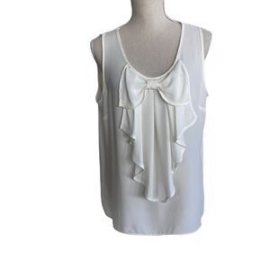 Women's New Directions Cream Crepe Sleeveless Top Blouse Size Large